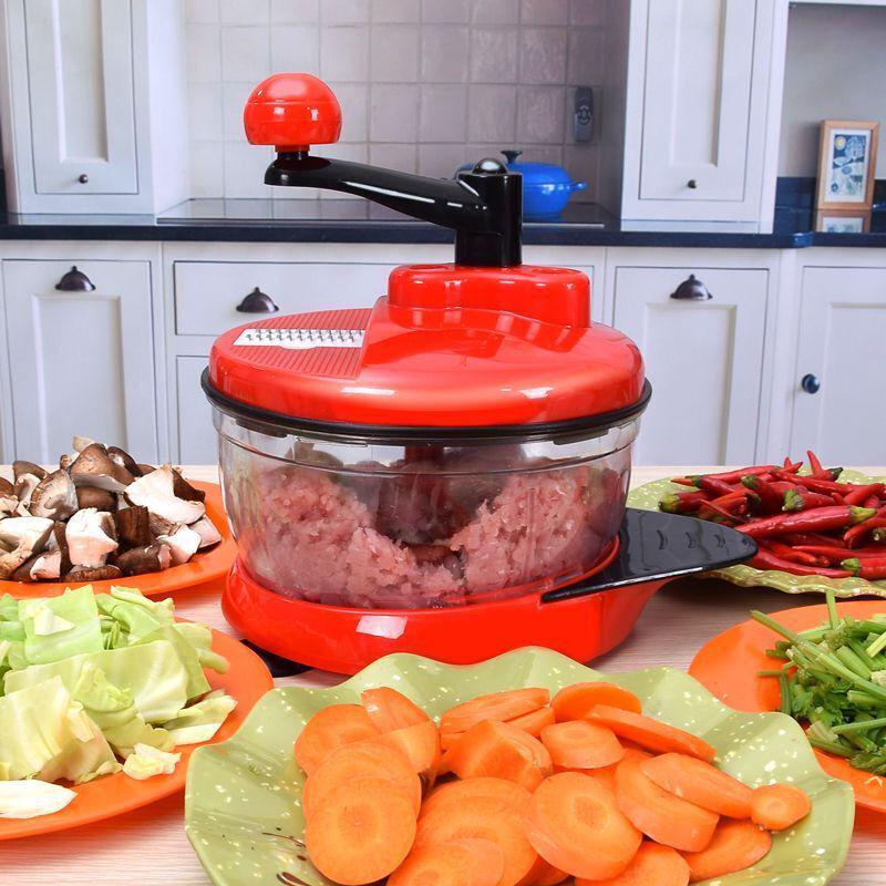 Hand-Cranked Manual Meat Grinder and Vegetable Cutter for Kitchen