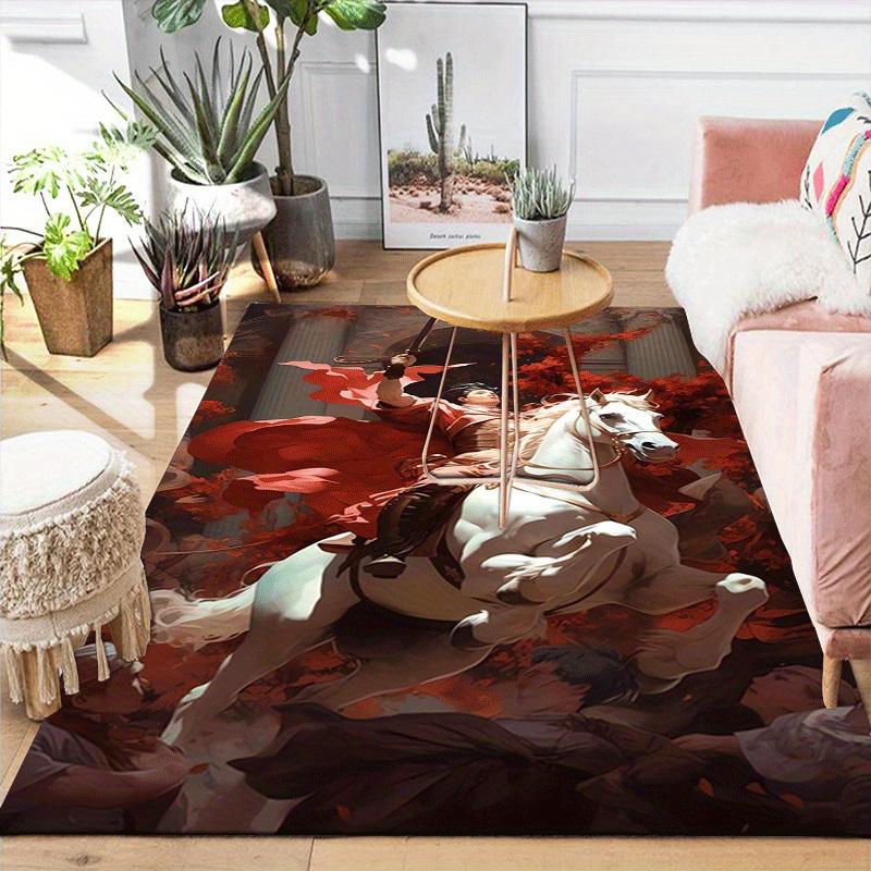 1pc Brave knight Pattern Area Rug, Anti slip Non Shedding Stain Resistant Carpet