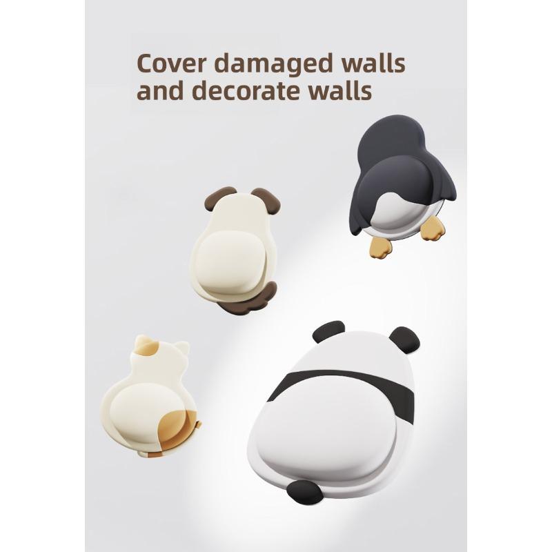 Silicone Adorable Pet Anti - collision Pads - Soft Door Stickers, Anti - collision for Fridge & Door, Penguin & Panda Designs
