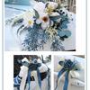 Wedding Car Decoration 7Pieces Set with Realistic Artificial Flower for Car Decors included Rearview Mirror and Doorknob