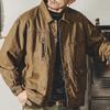 Men's Autumn Loose Fit Cotton Workwear Jacket - Trendy, Multi-Pocket, Plus Size, Casual Lapel Top