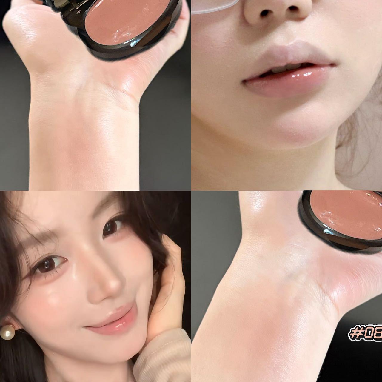 Теплое Сияние Многофункциональный Бальзам: Для губ и щек, Стойкий нюдовый полупрозрачный сияющий, Портативный мини-румяна.