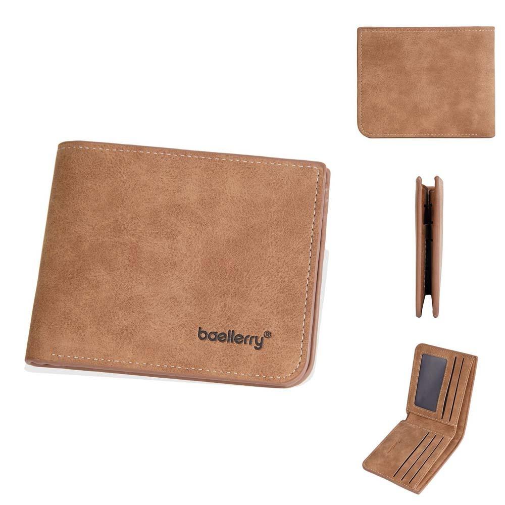 PU Leather 2 Fold Wallets Solid Color Small Pocket Purse Portable Men's Short Wallet  Men Boys Gift