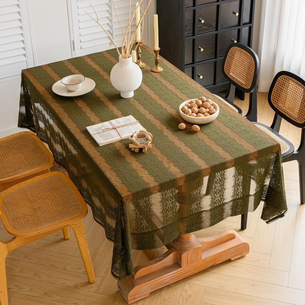Household Simple Hollow Grid Crochet Fringed Dining Table Cloth Living Room Tea Table Cloth Simple Versatile Cover Cloth