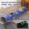 Luminous Foldable Cat Tunnel with Hideaway House and Bed - Self-Amusing Cat Toy