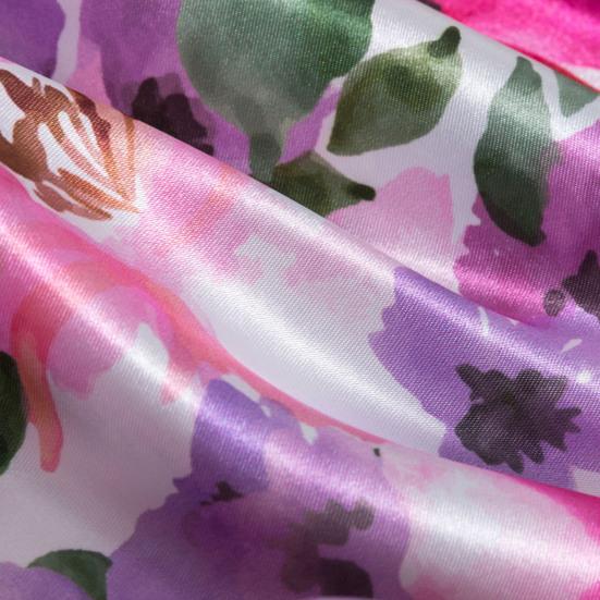 2Pcs/Set Flower Print Satin Pillowcase Envelope Closure Soft Dustproof Wrinkle Free Washable