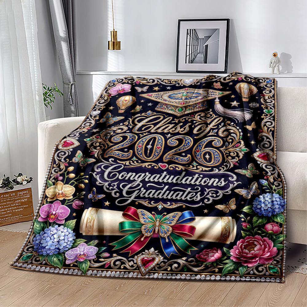 Graduation Motivation Blanket Comfortable Great for Office Seaside Couch Four Seasons Universal Stylish Decor