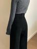 Women's Black Chenille High-Waist Corduroy Wide-Leg Pants - Autumn Winter Plus Velvet