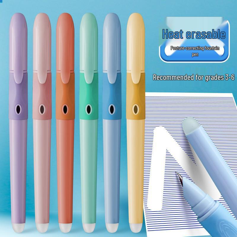 High-End Thermal Erasable Fountain Pen for Students - Correct Posture Calligraphy Practice for Grades 3-5