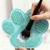 2-in-1 Makeup Brush Holder Silicone Textured Makeup Brush Cleaning Mat with Drying Holder