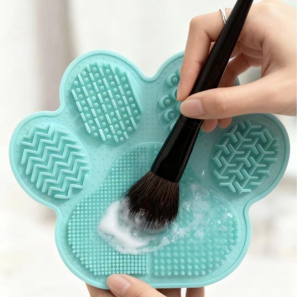 2-in-1 Makeup Brush Holder Silicone Textured Makeup Brush Cleaning Mat with Drying Holder