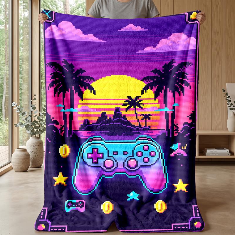 Pixel Game Controller Design Theme blanket Lightweight Warm Flannel Blanket Decorative Throw Blanket for Home Decoration