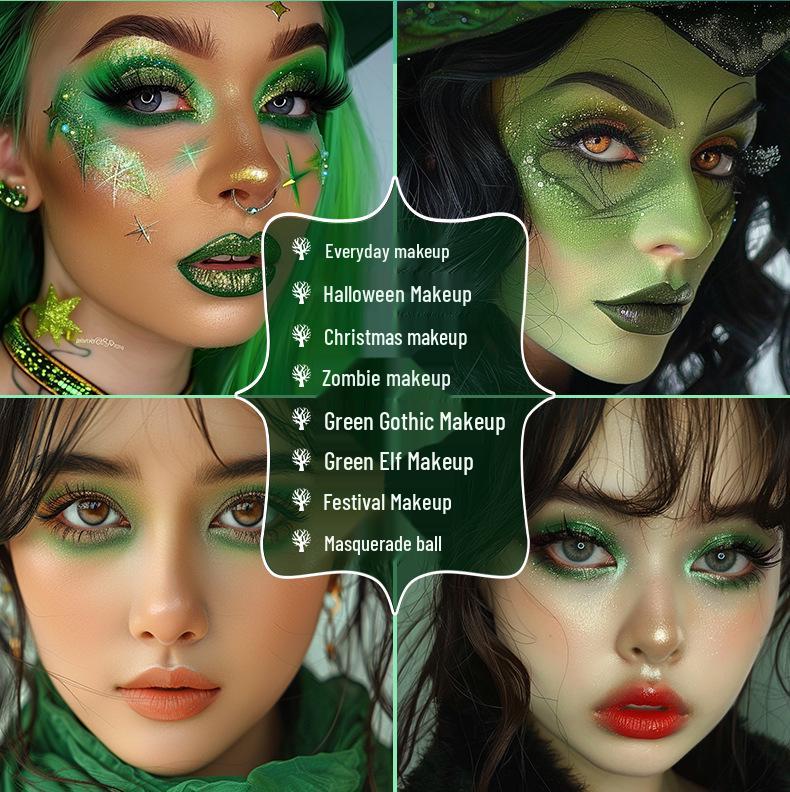 UCANBE Secret Realm 15-Color Eyeshadow Palette: Advanced Green Changlong Elf Halloween Special Effects Makeup.