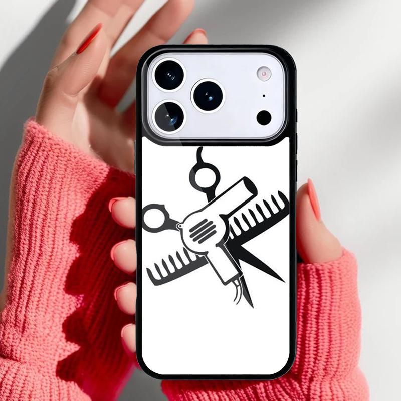 Hair Stylist Scissors Brush switch Novelty Fundas Phone Case for iPhone 17 16 15 14 13 Pro Max Back Cover for 12 11 Pro Coque