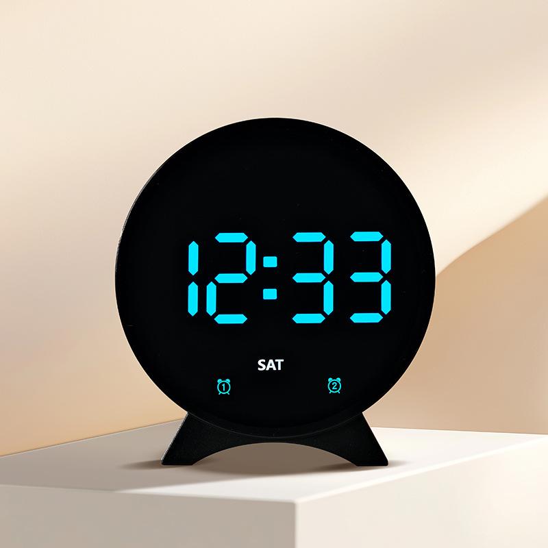 LED Digitaler Wecker Woche Datum Temperaturanzeige Helligkeit Einstellbar 2 Alarme Nachtmodus Tisch 12/24H Elektronische Uhr