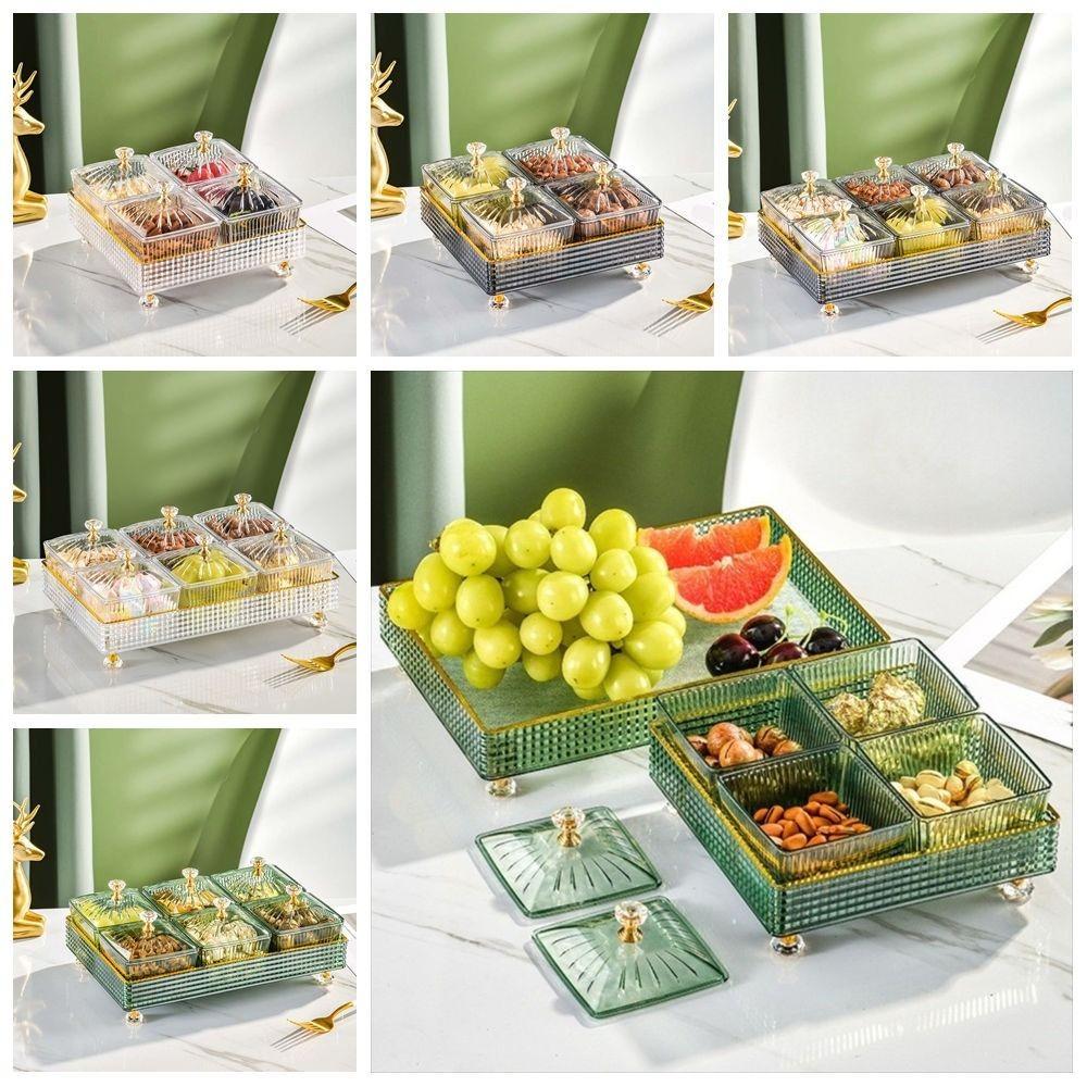 4\6Pcs Elegant Nordic Fruit Plate Light Luxury Cake Container Sugar Plate with Lid Refreshment