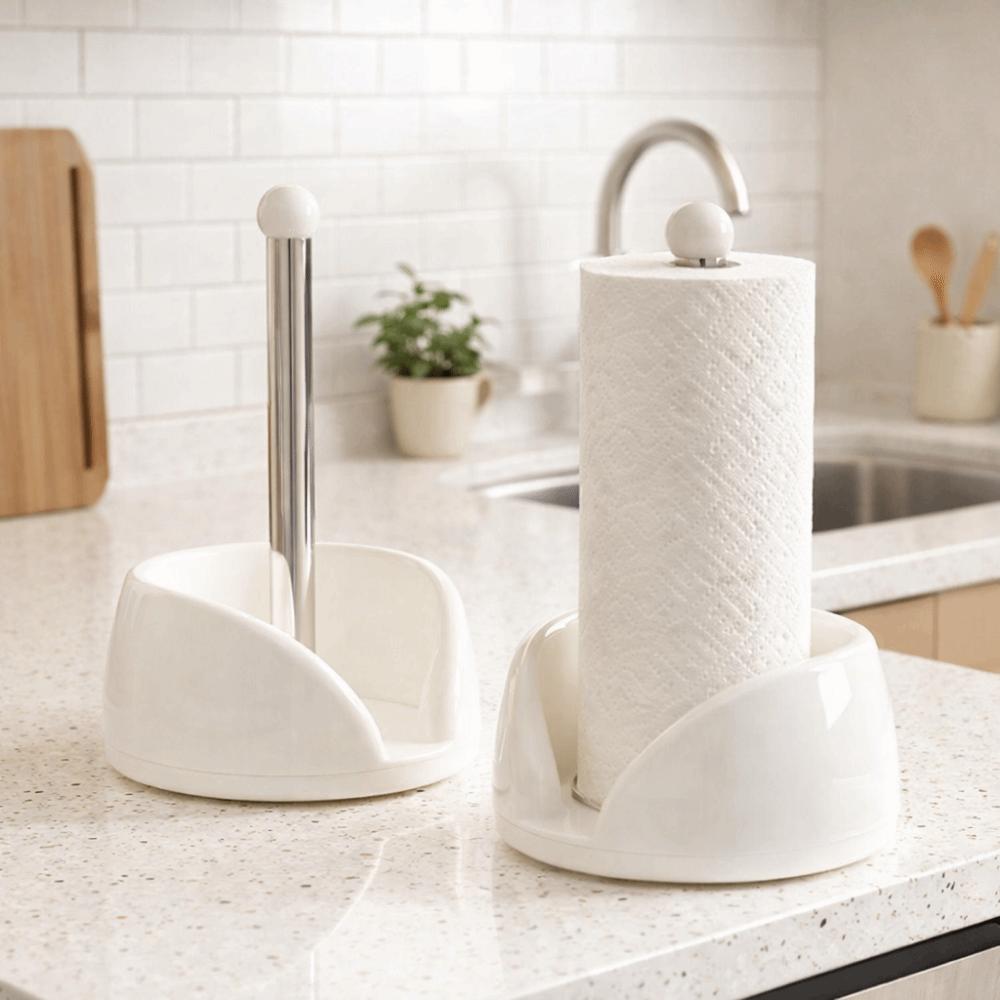 Stainless Steel Rotating Paper Towel Holder Plastic Paper Roll Stand Vertical Napkins Rack  Kitchen