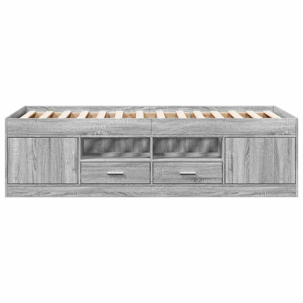 Bed Frame with Storage Space Grey Sonoma 80 x 200 cm Engineered Wood