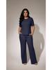 Women 2 Piece Casual Set Short Sleeve Long Pants Textured Waffle Set For Women