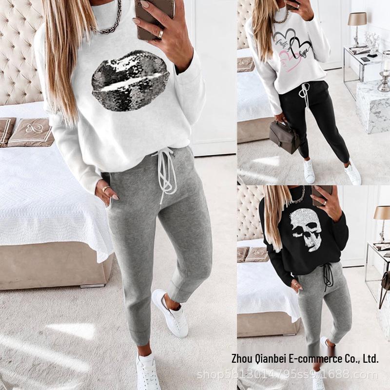 2020 High Neck Long Pants Two-Piece Set: Autumn/Winter Casual Hoodie for Women (YS2455 Fashion)