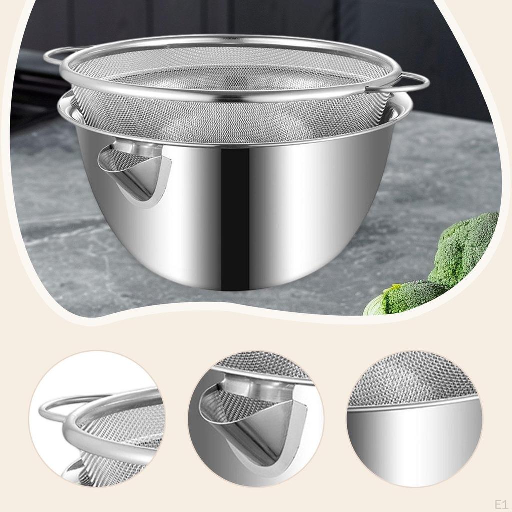 Colander with Bowl Pasta Strainer Drainer Basket Basin Spaghetti Rice Rinser 304 Stainless