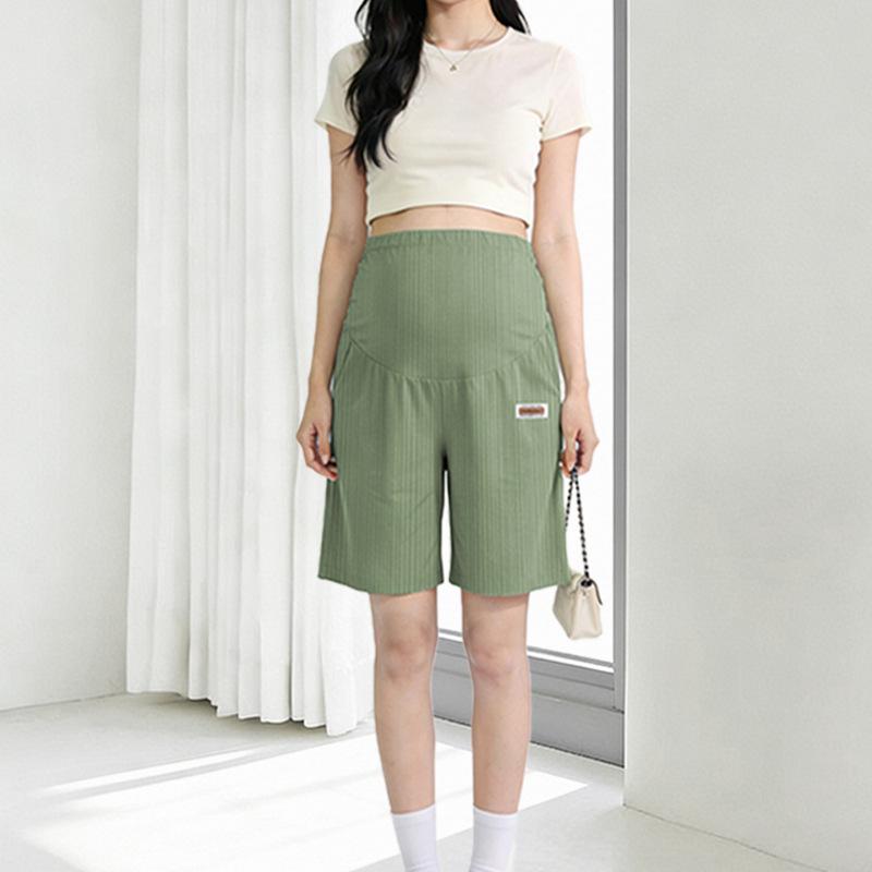 Plus Size Maternity Ice Silk Shorts - Summer Lightweight Loose Fit Safety Pants M (below 115 jin) зелёный