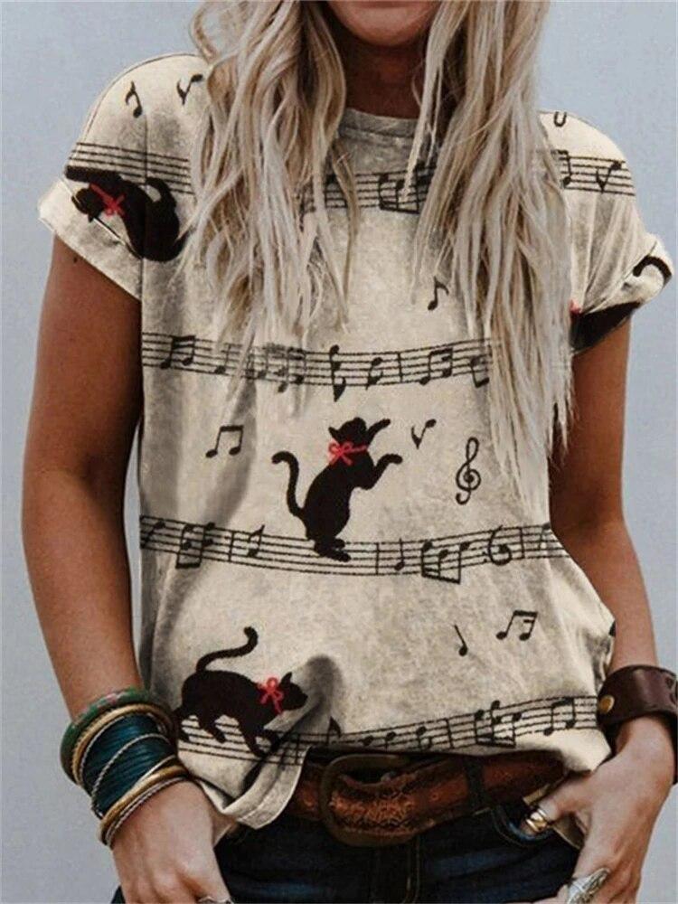 

2024 Новые модные женские уличные хипстерские футболки с 3D абстрактным рисунком кота, повседневные свободные топы с короткими рукавами и круглым вырезом, летние, большие размеры 6XL 6XL