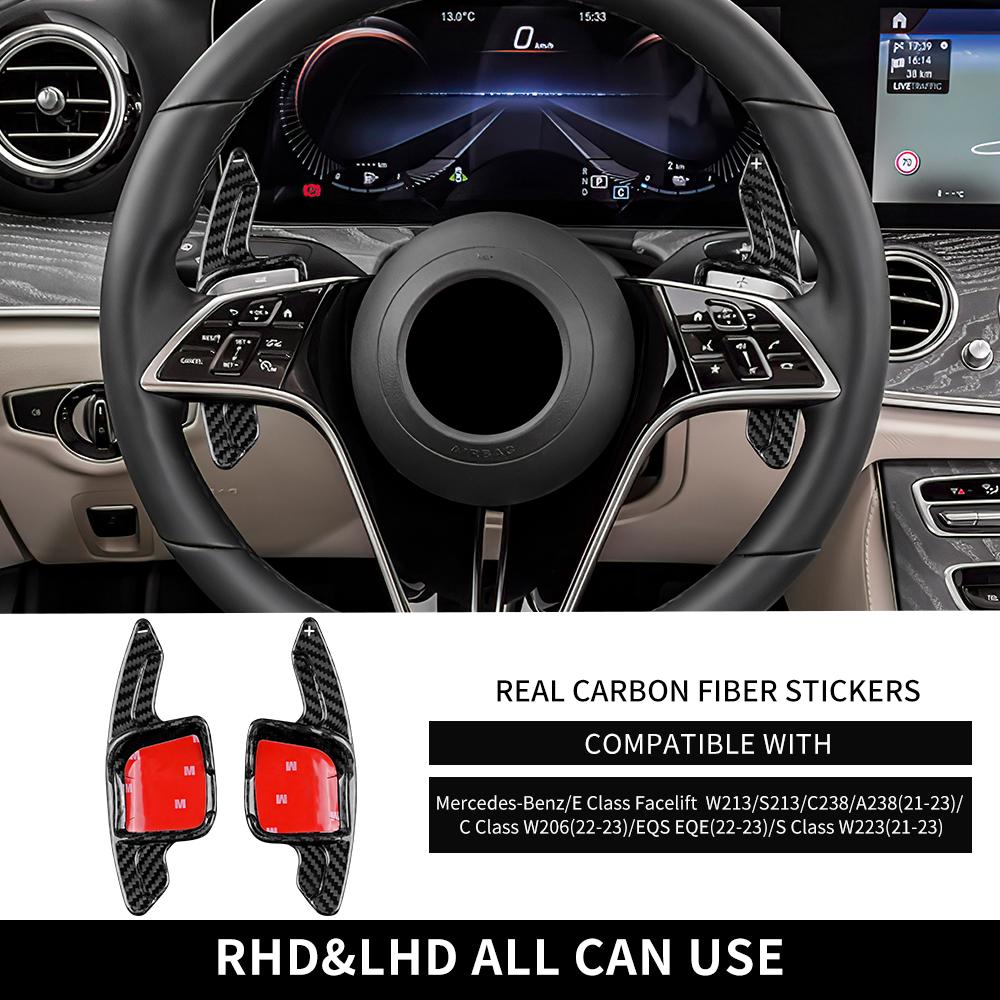 2025 Hot Racing Grills Carbon FIber Car Steering Wheel Paddle Shift For Mercedes-Benz C/E/S Class W206 Facelift W213/S213/C238/A