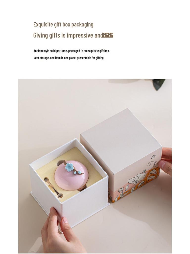 Ancient Style Solid Perfume Gift Box: Handmade Ceramic Bottle with Long-lasting Fragrance.