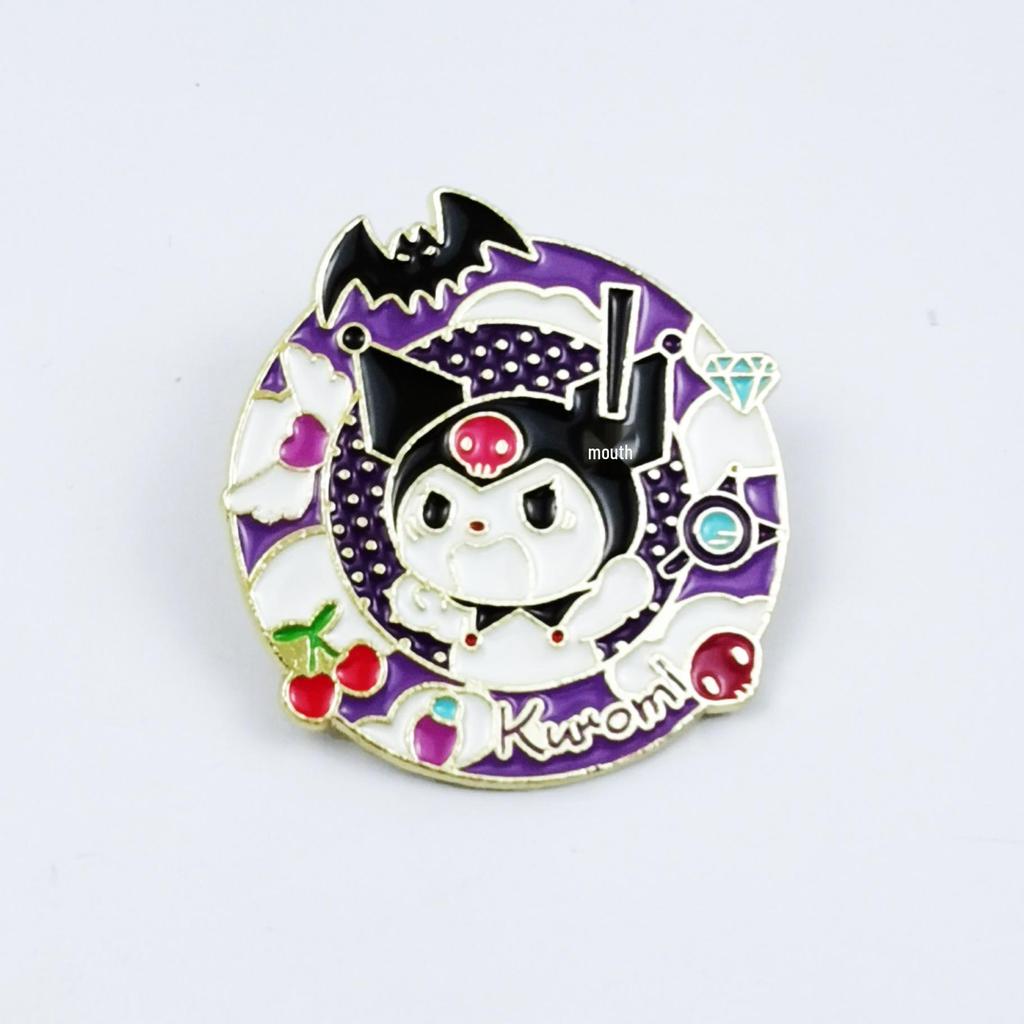 Kuromi & Cinnamoroll Cartoon Character Brooch - Cute Metal Badge with Oil Drop Design