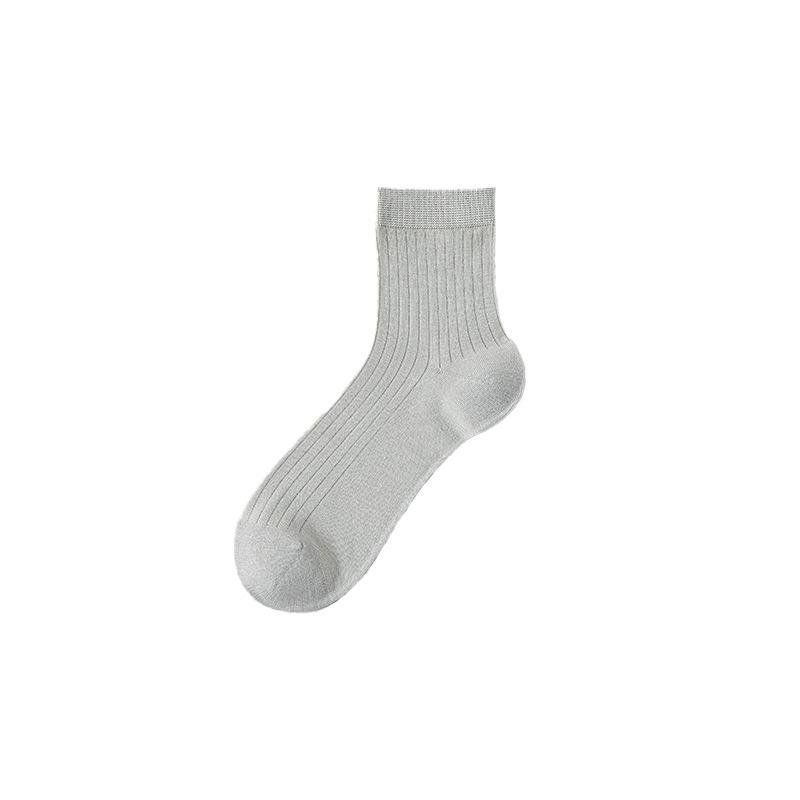 Men's Mulberry Silk Mid-calf Socks, Boneless Solid Color Casual Business Socks, Light and Breathable Mid-calf Socks for Spring and Summer
