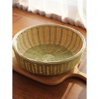 Bamboo Woven Winnowing Basket for Steamed Buns, Vegetable Draining, Washing Rice, and Fruit Storage