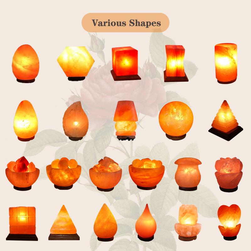 Himalayan Crystal Salt Night Lamp, Natural Carved Shape, Seven-Color Wall Light for Bedroom