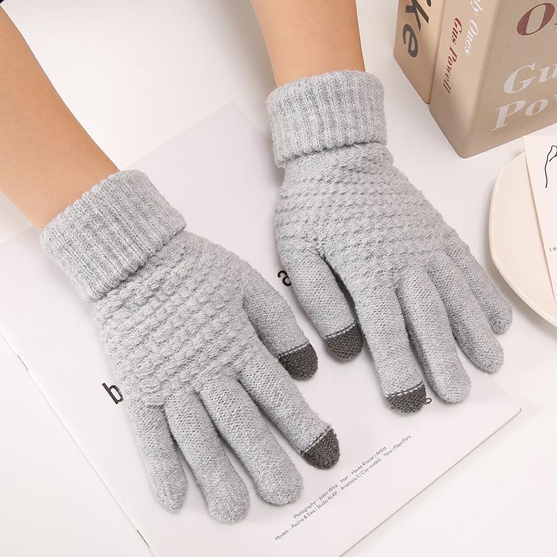 Women's and Men's Touchscreen Winter Gloves with Pineapple Pattern - Thick, Warm, Velvet-Lined, Wool, Cotton, Cold-Proof for Cycling.