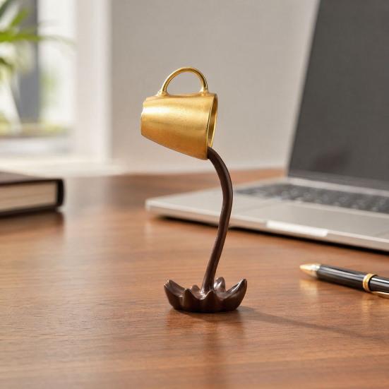 Figura de Taza de Café que se Derrama Flotante, Estatua Divertida de Taza de Café con Salpicadura al Verter, Escultura de Café de Resina Novedosa para Cocina, Bar, Oficina, Decoración de Cafetería