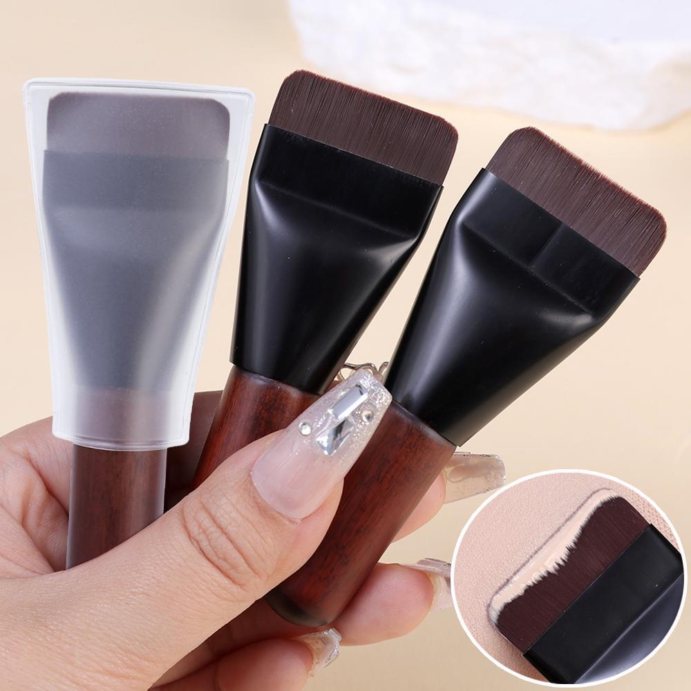 1pcSimple Mini Flat Top Foundation Brush Soft Hair Thin Face Contour Brush BB Cream Mixed Foundation Cream Makeup Brush Makeup Too