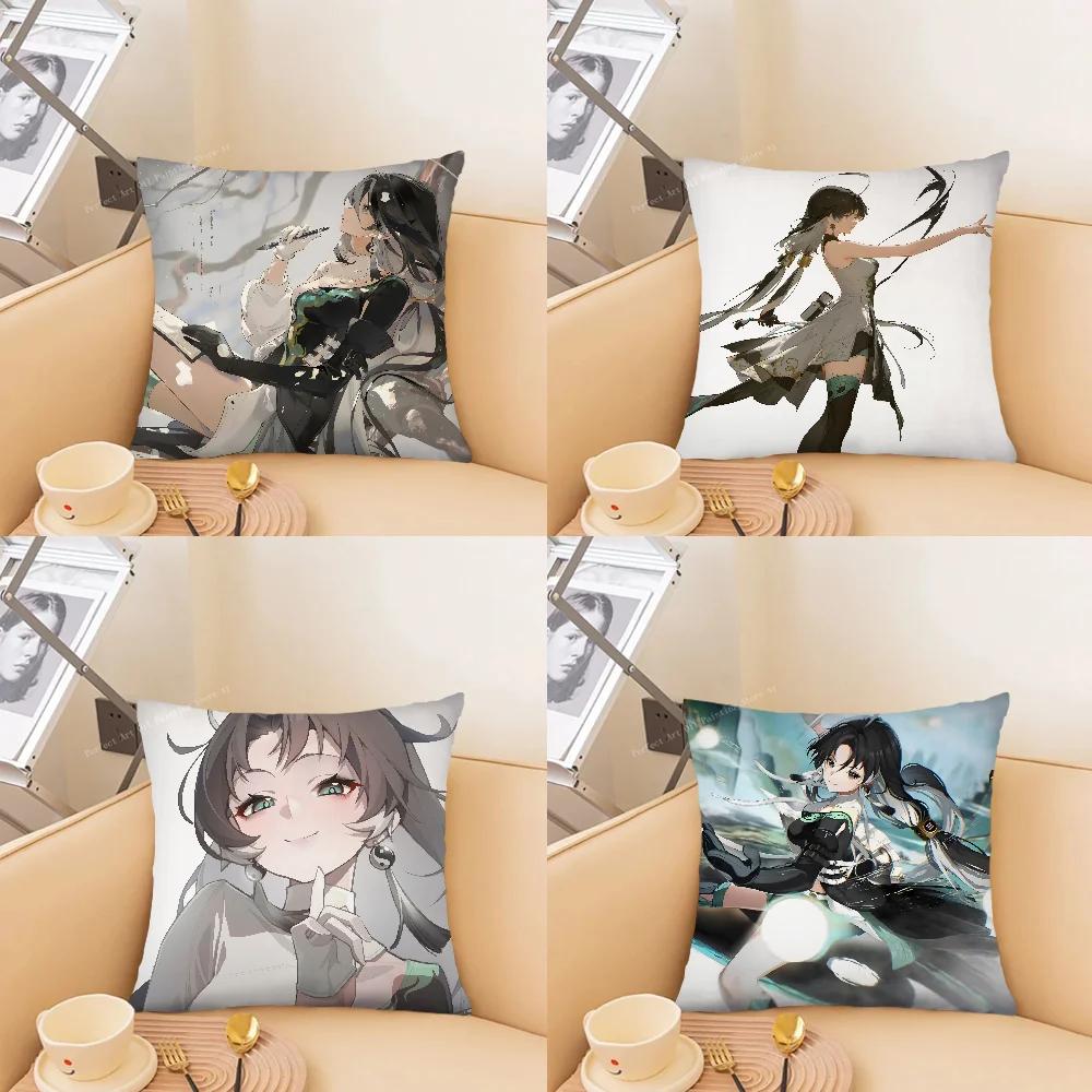 Jianxin Anime Game W-Wuthering Waves Pillow Case Square Pillow Bedroom Sofa Leisure ComfortCar Living Room Home Decoration 40X40