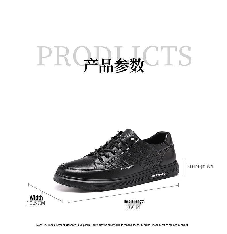 Red Dragonfly Men's Summer White Sports Casual Flat Board Shoes, Breathable and Hollow Design