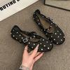 Fashion Summer Women's Flat Shoes Fashion Round Toe Rhinestone Mary Jane Ballet Breathable Elegant 2025 Comfortable Shoes Zapatos Mujer