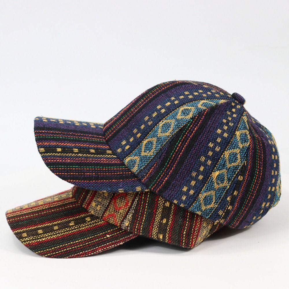 Bohemian Stil Baseballkappe Stoff Zufällig Bunt Gemustert Schirmmütze Patchwork Verstellbar Baseballmützen
