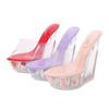 Platform heel cool slippers sexy transparent wedge heel crystal shoes waterproof table women's shoes