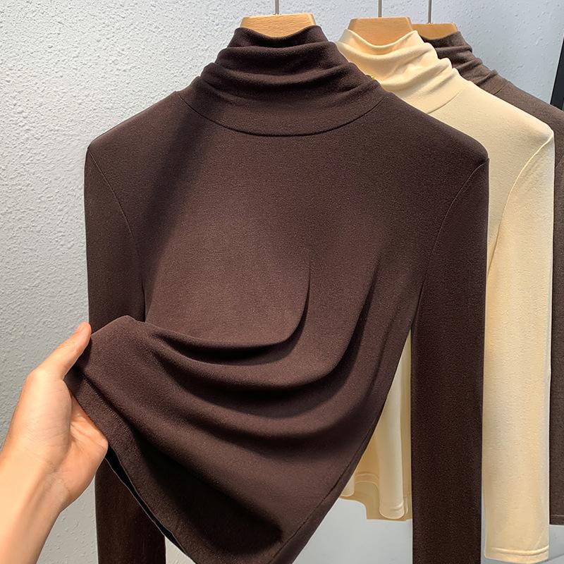 

Водолазка Базовая рубашка Женская Новая Женская одежда Мышечный низ Пальто Теплый Внутренний Пояс Топ 2XL темный кофе