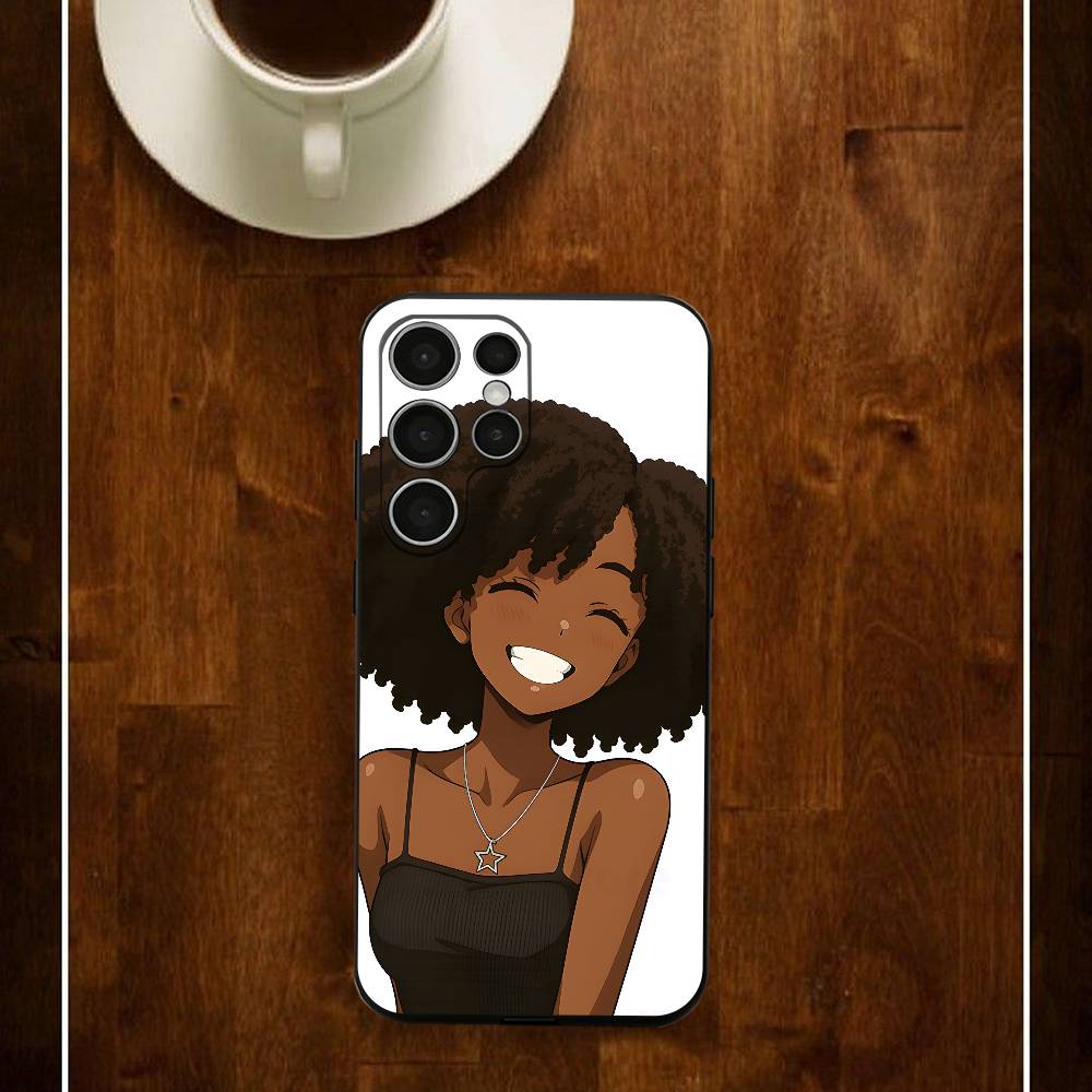 Art Cut Afro Girl Phone Silicone Case For Samsung S24 22 20 23 21 20 Ultra Plus Lite 5G Print Cover