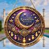 1pcs Ramadan Mubarak Party Moon Star Decoration Eid al Adha Hanging Round Acrylic Decoration Suitable for Islamic Muslim Parties