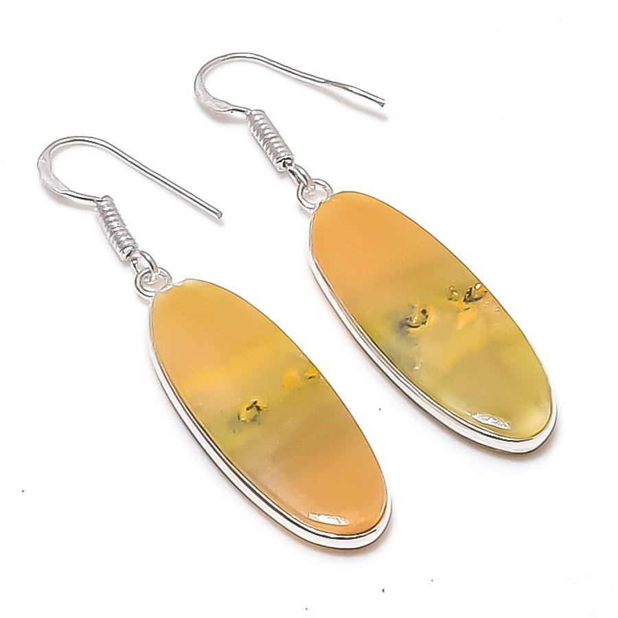 Natural Bumble Bee Jasper 925 Sterling Silver Jewelry Earring 2.01" AEE-11127