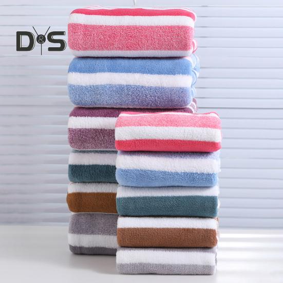 Coral Fleece Towel Set Striped Absorbent Bath Towel Lint Free Fade Resistant Towel Shower Wrap for Spa Poolside Daily Use