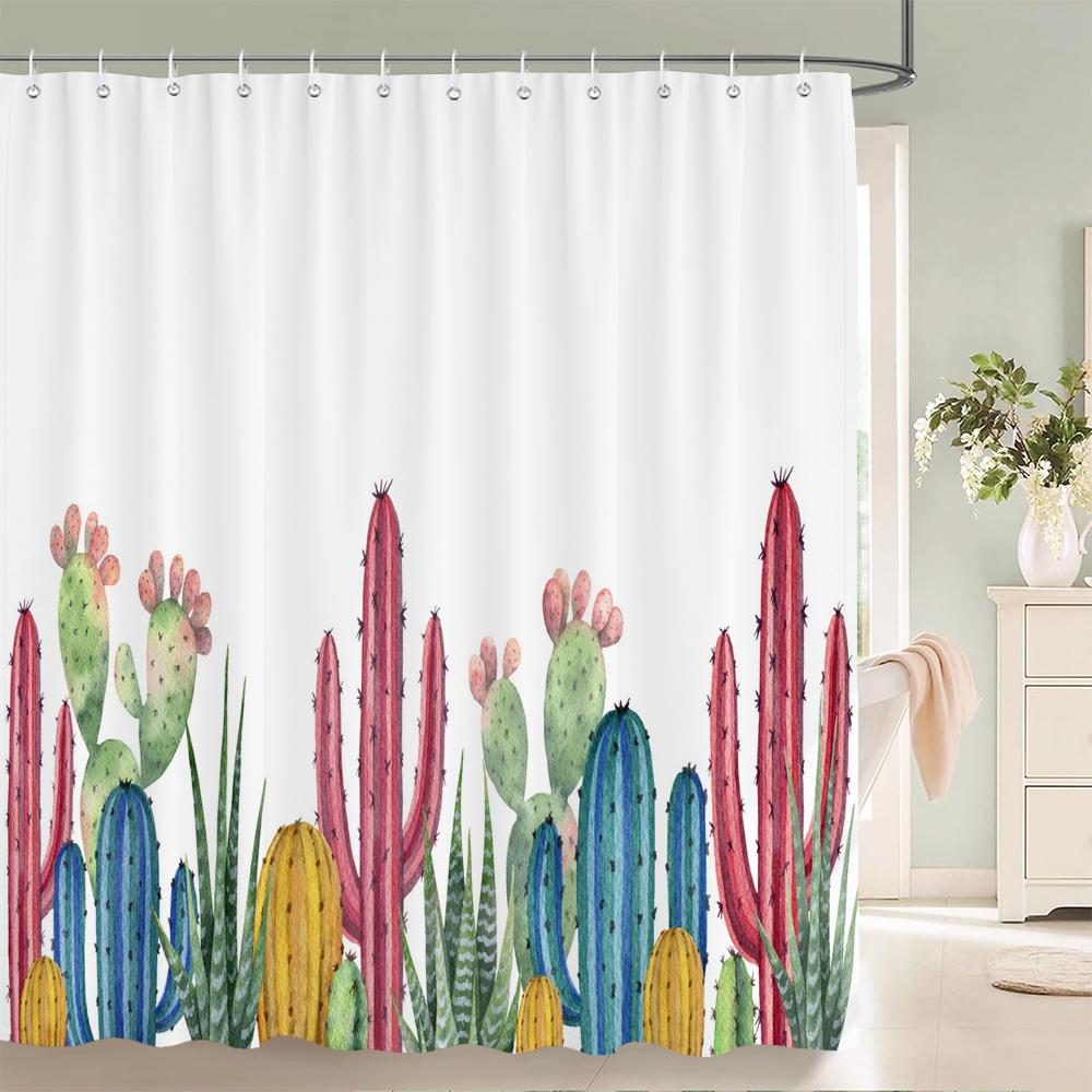 

3D Shower Curtain Flowers Plant Printed Waterproof Bathroom Curtain With Hooks Polyester Bath Screen Home Decoration Curtain W60H190(CM)-1 Pcs