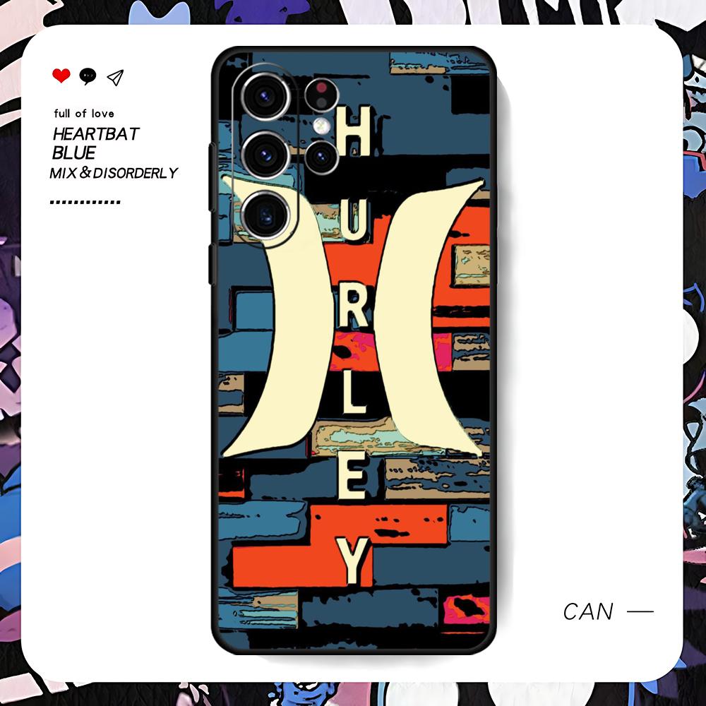 Hot Brand Hurley Phone Case For Samsung Galaxy S26 S25 S24 S23 S22 S21 S20 Plus Ultra Limited Soft Black