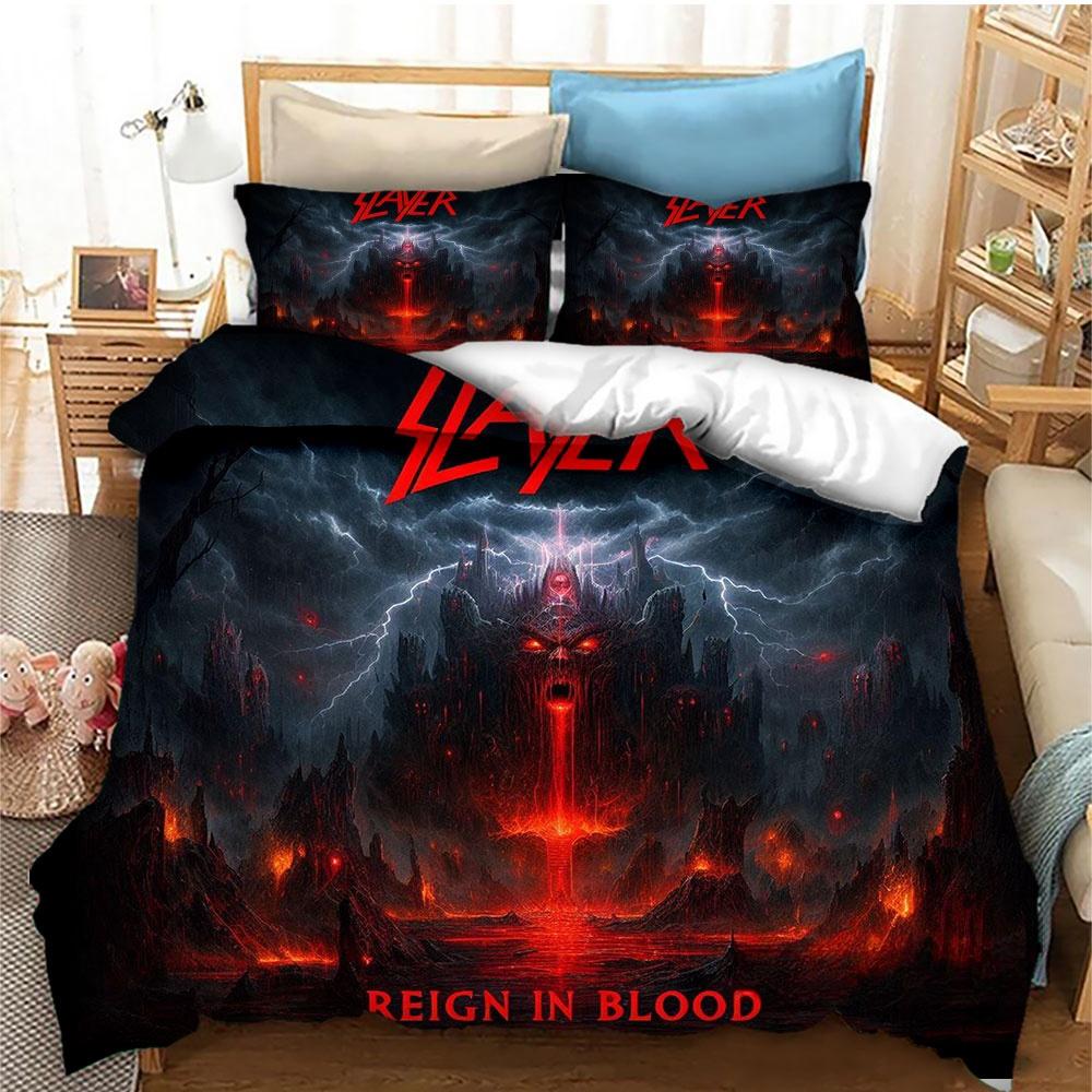 Fashion Slayer Rock Band Bedding Set Duvet Cover Bed Set Quilt Cover Pillowcase Comforter King Queen Size Boys Adult Bedding Set