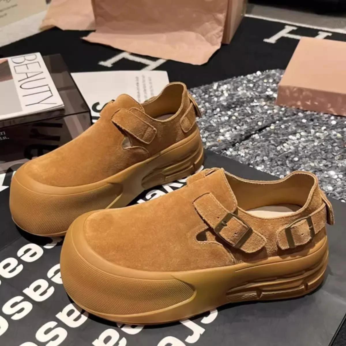 

2024 Матовые Уродливые Туфли-Хлеб Платформа Платформа Ретро Одиночная Обувь Туфли-Лодочки Слипоны Женская Обувь 40